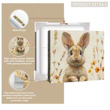 1 件，帆布挂画，带框装饰画，30*30 厘米方形海报，复活节兔子海报，野花田野中的春兔绘画，复活节印刷品，农舍兔子绘画，方形印刷品，乡村小屋装饰，动物墙壁艺术