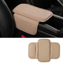 Cojín Universal para reposabrazos de coche, cubierta protectora de cuero PU transpirable para caja de consola central, reposabrazos antiarañazos PGUM - GRIS 1 PIEZA - Ver 3