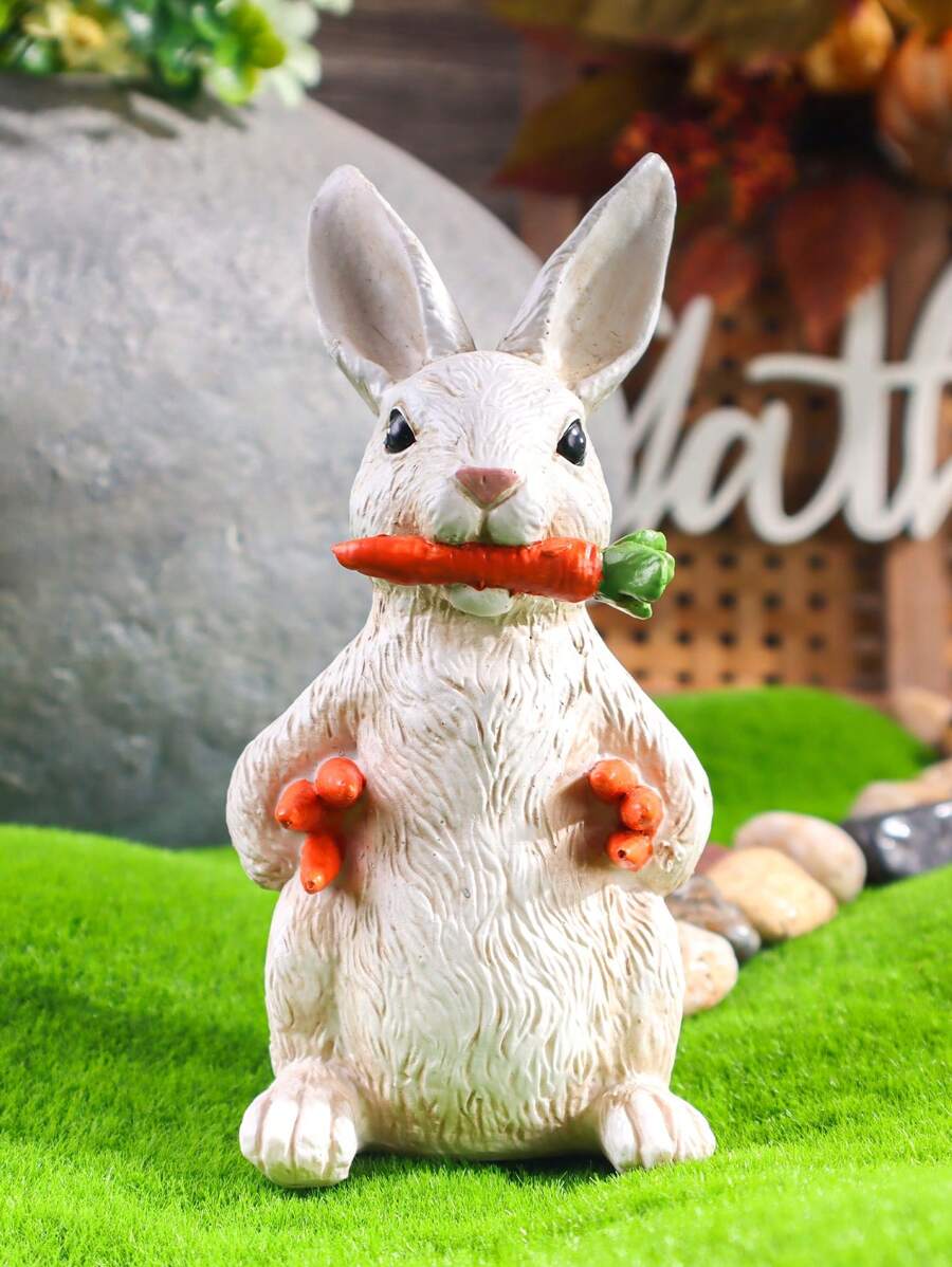 Easter Bunny Resin Sculpture, Realistic Animal Design, Bedroom Decor, Living Room Artwork, Garden Courtyard Figurine, Holiday Atmosphere Decoration Gifts Birthday Graduation
