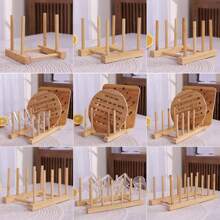 Vertical Bamboo Dish Rack, Utensil Drying And Storage Rack, Kitchen Drawer Organizer - Pot Lid Rack, Cabinet Space Saving Dish Rack - Cutting Board Drainer Rack, Can Hold Plates, Pot Lids, Bowls, Cups And Books, Kitchen Cabinet Organizer, Keeps Tableware Dry - Multicolor - View 13