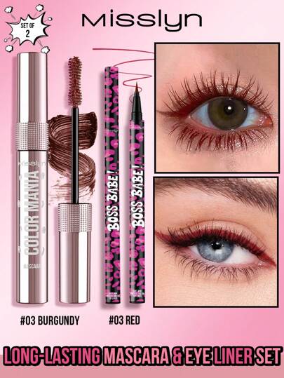 Misslyn 2件套魅力眼线液睫毛膏套装，BOSS BABE！Boom Black Boom液体眼线液，防水液体墨水眼线液，超显色且防水，轻松打造浓郁精准的线条，4种鲜艳色彩可选。