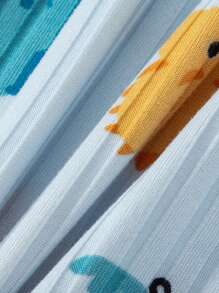 2pcs Young Boy Cartoon Dinosaur Print Casual Short Sleeve Home Outfit, Summer Lightweight - Baby Blue - View 10