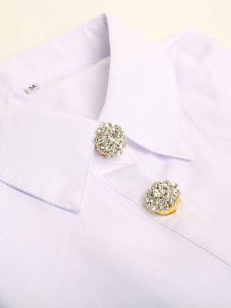 2 PCS Rhinestone Button Covers, Cufflinks For Women, Crystal Button Detachable Clip On Button Covers Shirt Sleeve Button For Women Blouses Sparkly Button Covers For Clothing Decorative, Daily Clothing Accessories, Holiday/Birthday Gifts