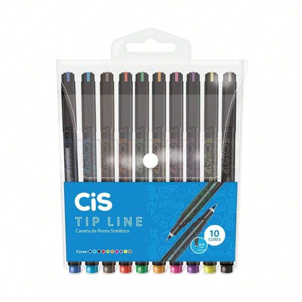  Caneta Tip Line Ponta Sintetica 10 Cores 0.4mm Cis