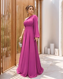 PAETE CLOTHING Long Terracotta Bridesmaid Wedding Guest Dress Light Summer - Rose Red - View 2