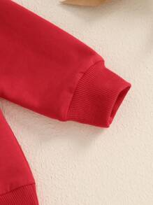 Toddler Baby Boy Valentines Outfit Long Sleeve Steal Your Heart Shirt With Pants 2Pcs Kids Baby Boy Red Outfits - 紅色 - 查看 7