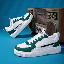 休闲情侣鞋，尺码 36-45，女士休闲鞋，男士运动鞋，系带软底平底舒适男鞋，轻便低帮日常运动鞋 - 綠色 - 查看 3