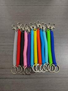 12 pièces Porte-clés à ressort spirale rétractable multicolore, anneaux de porte-clés, mousqueton, porte-clés enroulé, pour usage quotidien, école, voiture, accessoires mignons, gothique, Y2K