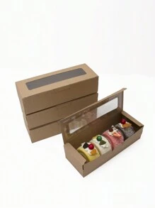 5pcs/10pcs/20pcs Rectangular Window Macaron Boxes, Bread Boxes, Dessert Boxes, Donut Boxes, Chocolate Boxes, Candy Packaging Boxes - Paper - View 8