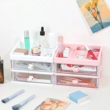 1 pieza Organizador de maquillaje portátil de varias capas con cajones y compartimentos para lápiz labial, crema, polvo, sombra de ojos, esmalte de uñas, estantería de almacenamiento de cosméticos, para vacaciones, playa, baño, dormitorio, gran capacidad