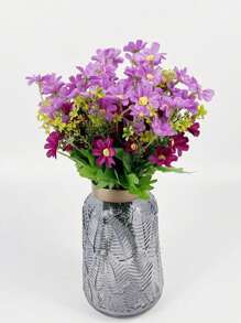 5Pcs Artificial Flowers For Home Fake Colorful Daisy Wedding Bridal Bouquet, Artificial Plants No Fade Greenery Shrubs Faux Purple Flowers For Outside Home Wedding Garden Spring Summer Décor