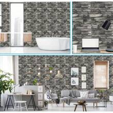 1 张 3D 砖纹壁纸复古 PET 防水自粘墙贴墙纸适用于客厅厨房卧室墙壁装饰 DIY 家居艺术装饰 70*100 厘米 - 黑色 - 查看 7