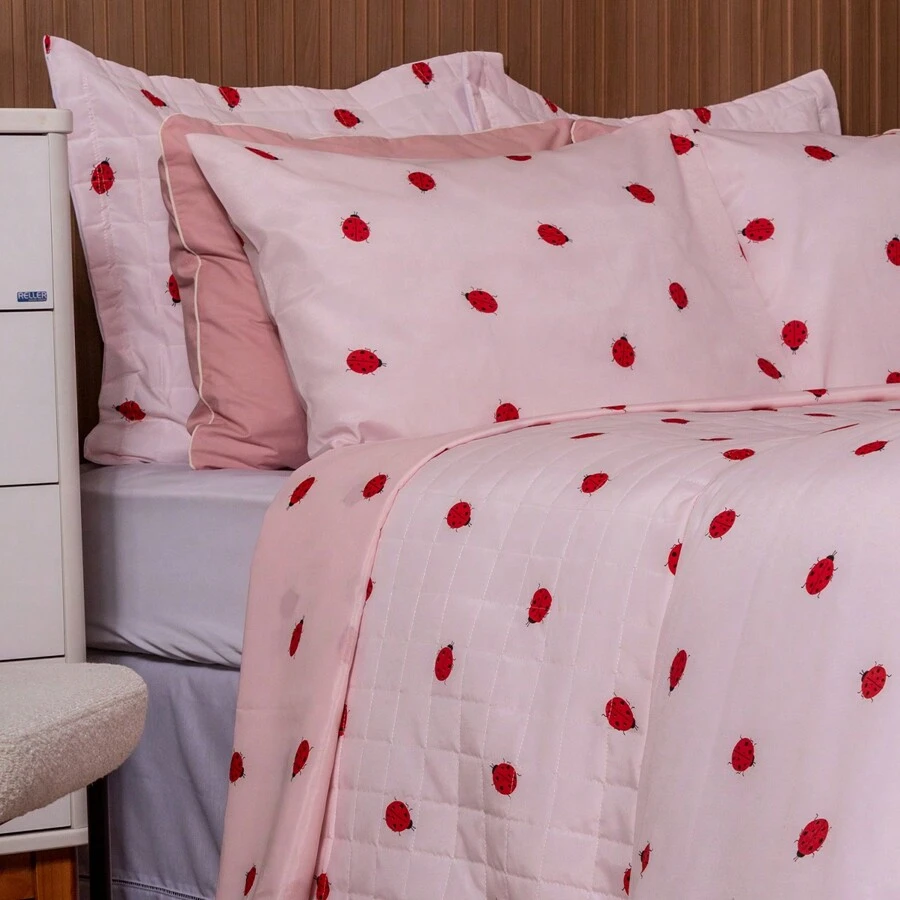 3-Piece Queen Size Bedspread Kit Essencialle 160 Thread Count Cotton Various Colors - bọ rùa - Xem 1