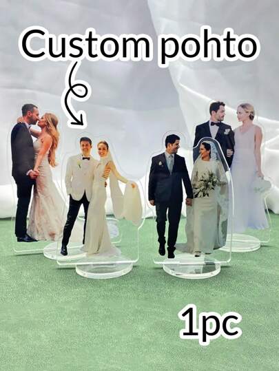 1/2/5Pcs Custom Photo Wedding Human Acrylic Desktop Standee, Personalized Holder Office Desk Accessories For Women, Personalized Custom Character Standees, Customized Collectible Acrylic Display, Customizable Featuring Double-Sided Wedding Human Gifts Birthday Graduation,Warm Ambience, Autumn Home Refresh, Xmas Decoration