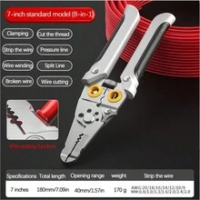 多功能电工剥线钳和剪线钳 - 不锈钢材质，浅灰色/白色，工业级工具 - 剝線鉗 - 查看 1