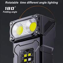 1 pieza Linterna LED, luz de mano recargable super brillante con pinza, larga duración de la batería para trabajo al aire libre, lámpara de trabajo multifuncional COB - Multicolor - Ver 10