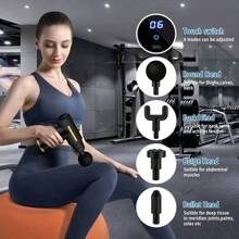 Massage Gun Deep Tissue Muscle Therapy Percussion Message Relax Back Neck 4 Head - Black and White - View 2