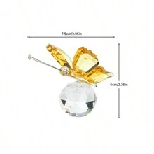 1pc Artificial Crystal Butterfly Figurine With Sphere - Handcrafted Glass Animal Statue, Collectible Decorative Ornament Home Decor Accent For Valentine's Day & Mother's Day Gifts Birthday Graduation