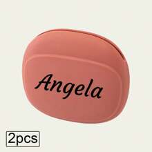 1/2Pcs Custom Name Silicone Storage Bag For Headphones, Personalized Mini Key Data Cable Storage Case, Customized Portable Wired Headset Storage Bag, Customizable Name Mini Storage Bag, 9x7.6cm, 3 Colors:Red/White/Green, Mini Key Box, Silicone Headphone Case, Under $10, Case For Headphones, Headphone Carrying Case