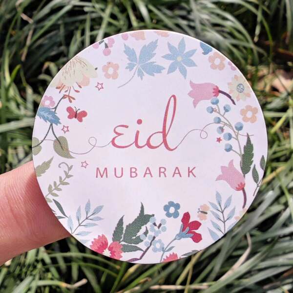 50pcs/100pcs/200pcs Round Flowers Plants Eid Mubarak Decor Stickers,For Ramadan Kareem Birthday Party Gifts Wrapping Decoration Supplies
