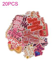 1 Set Of 3/20pcs Positive Energy Quotes Text Embroidery Patches Letters DIY Iron On Patches Sew Polyester Badge Clothing Decoration Accessories Cloth Stickers Suitable For Backpacks, Jeans, Jackets, T-Shirts, Hats, Dresses, Etc