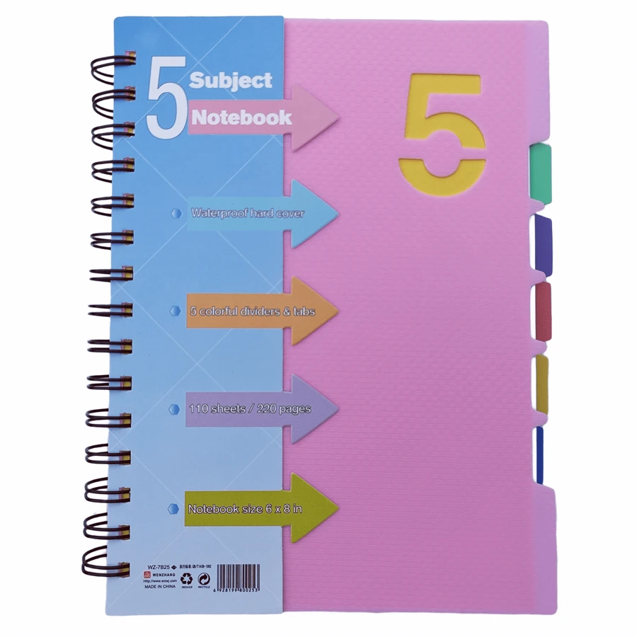 5 Subject Notebook College Ruled Spiral Notebook 5x7 With Divider Tabs, 220 Pages Lined Spiral Notebook For Women, Small Notebook For Work, A5 Spiral Notebook For Note Taking, School,Cover Number 5 Random Color - Multicolor - View 1