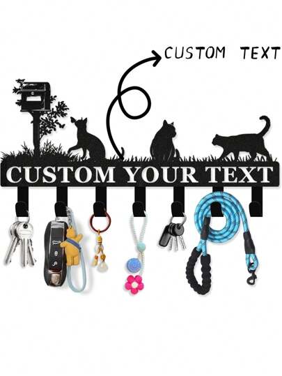 CIFbuy 1PC CUSTOM Personalized Metal Key Holder For Wall - Cat Key Holder Wall Mount, Key Organizer Rack With Hooks, Key Hanger Wall Art Decor, Housewarming Gifts, Key Holder Wall Hanging For Hallway Doorway