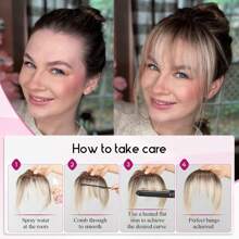 360° Clip-On Air Bangs Hair Extension, Suitable For Women With Sideburns, 3 Secure Clips, Full Bangs - SP24/613 - View 10