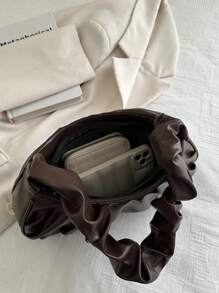 Bolso de mano minimalista y elegante de unicolor sin arrugas con correa para el hombro