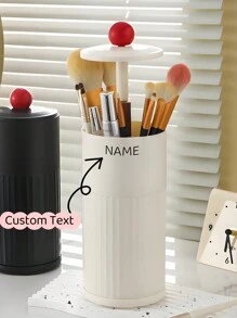 Porta pennelli per trucco personalizzabile con coperchio, fusto del pennello con sollevamento automatico, custodia per cosmetici impermeabile e anti-polvere da scrivania, porta matita sopracciglia, scatola porta pennelli da trucco