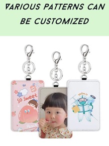 Personalized Custom Card Holder With Photo Leather Card Holder With Key Ring - Durable Faux Leather & Metal, Secure Double Slot Design For ID Cards, Business Cards, Etc. - Waterproof, Easy To Carry Rectangular Badge Case, Faux Leather Key Ring Sleek, Minimalist Design, Card Holder With Metal Clasp & Pattern For Personalization, Keychain|Simple Key Ring|Metal Clasp Accessories, Cute Keychain,Back To School