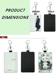 Personalized Custom Card Holder With Photo Leather Card Holder With Key Ring - Durable Faux Leather & Metal, Secure Double Slot Design For ID Cards, Business Cards, Etc. - Waterproof, Easy To Carry Rectangular Badge Case, Faux Leather Key Ring Sleek, Minimalist Design, Card Holder With Metal Clasp & Pattern For Personalization, Keychain|Simple Key Ring|Metal Clasp Accessories, Cute Keychain,Back To School