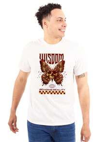 Motivational Graphic Tee Shirt Cool Goth Punk Grunge Urban Streetwear Wisdom Bending Reality Skull Butterfly Casual Everyday Cotton Printed Short Sleeve Crewneck Tshirt Brisco Brands - White - View 1