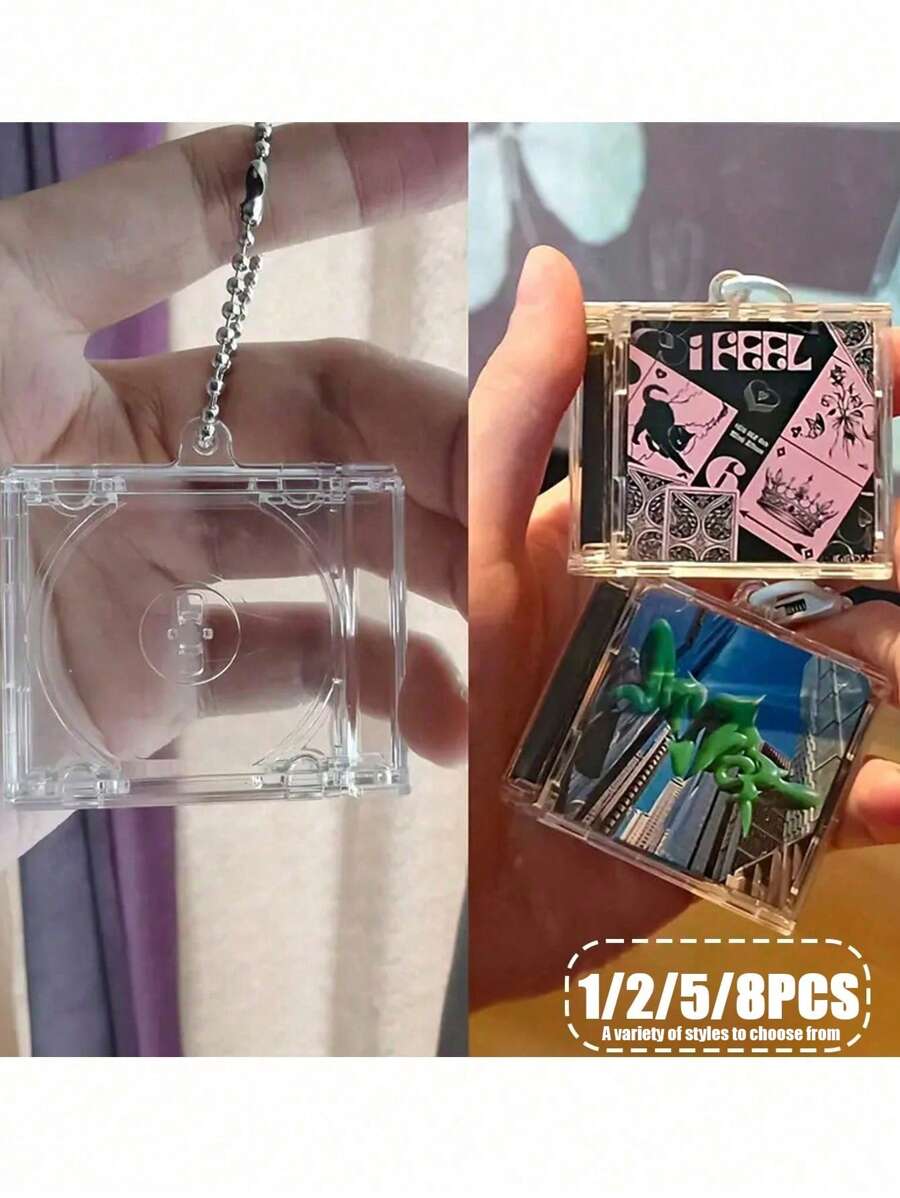 1/2/5/8 piezas Mini caja de CD Álbum de disco Llavero colgante, Llaveros acrílicos DIY, Recuerdo conmemorativo de álbumes hechos por fanáticos, Regalos para fiesta de cumpleaños