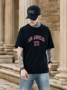 Grunge Punk Men's Retro Street Graphic Printed Loose Fit Short Sleeve T-Shirt, Summer High Street Vintage
