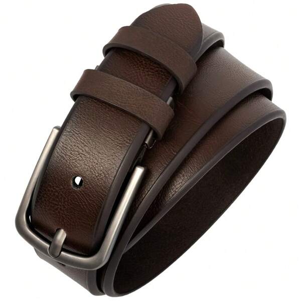1PC Men's Genuine Leather Pin Buckle Belt - Comfortable, Versatile For Business Or Casual Wear, Available In Multiple Colors Summer, School