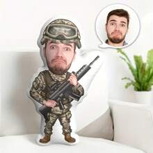 Custom Personalised Soldier Photo Pillow, Polyester Woven, Military Theme, Zippered, Washable, With Fill, For Decorative Throw Cushion, Ideal Gift For Him, Suitable For Ages 14+,Multi-Functional,Reusable,Ornamental,Exquisite,Stylish,Soft,Adorable,Colorful,Cute,Funny,Custom,Personalized,Customized,Unique,Ideal Gifts For Her,Ideal Gifts For Him,For Anniversaries,For Birthdays
