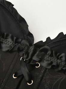 女士提花露背系带抹胸，新年派对、情人节、节日上衣、紧身胸衣上衣、毕业典礼