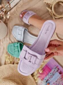 Royalfashion Beige Women's Flip-Flops With Buckle Rydr