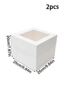 1pc/2pcs/4pcs Cake Boxes, Large Size White Bakery Boxes, Square Cardboard Cake Boxes, Multilayer Cake Decorating Supplies For Wedding, Birthday, Party - Paper - View 15
