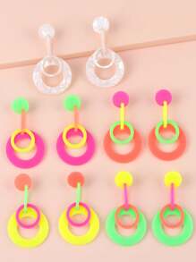 1 Pair Geometric Fluorescent Round Circle Niche Women Earrings, European And American Design - Fluorescent Color Circle - View 2