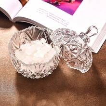 1 Pc European Style Lidded Crystal Storage Jar, Candy Jar, Sugar Bowl, Snack Jar, Creative Glass Candy Container, For Kitchen And Home Use