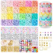 Un set de 3500/2800 cuentas, con cuentas Heishi de 6mm para hacer pulseras y brazaletes, incluye cordón elástico para hacer pulseras de la amistad, con 24 colores de cuentas de arcilla polimérica, convirtiéndolo en un regalo perfecto para manualidades DIY para familiares y amigos.