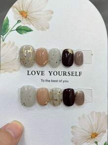 10 件手工方形按压式指甲，适合日常佩戴，新款 Y2k 风格撞色和美白，具有轻奢高端感，适合不同风格的女性日常使用