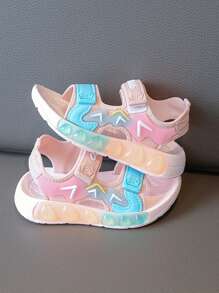 1双儿童凉鞋，男女童运动休闲沙滩鞋，新款软底幼儿鞋，露趾设计，适合儿童，速干，时尚，适合沙滩和户外活动，可调节魔术贴搭扣