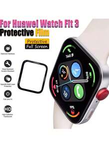 2 件装水凝胶膜全曲面屏幕保护膜兼容 Watch FIT 3 配件 9D 屏幕保护膜适用于 Watch FIT 3 无玻璃 - 黑色 - 查看 4