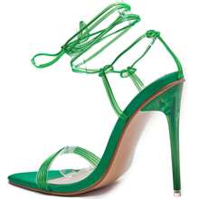 Women's Elegant Pointed Toe High Heel Sandals, Summer - Green - View 3