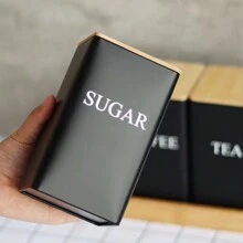 3 件装咖啡豆储存瓶配竹盖简约风格金属茶咖啡糖储存罐茶叶罐密封容器厨房收纳用品 - 彩色 - 查看 4