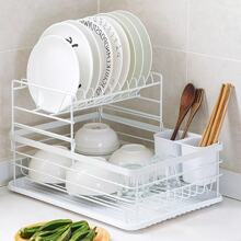 NetHong Large Kitchen Sink Dish Drainer Rack With Drip Tray And Plate Cutlery Holder UK - White - View 6
