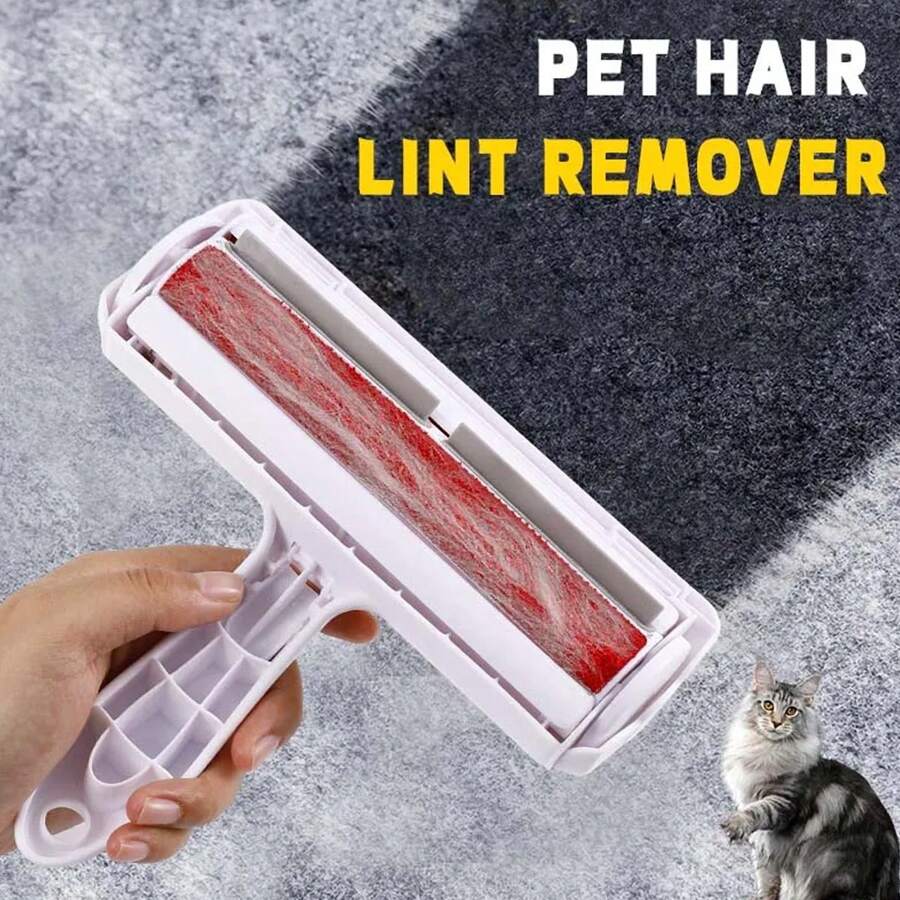 可重复使用的宠物毛发去除滚筒，适用于猫狗，自清洁式绒毛刷，可用于家具、沙发、地毯 - 彩色 - 查看 1